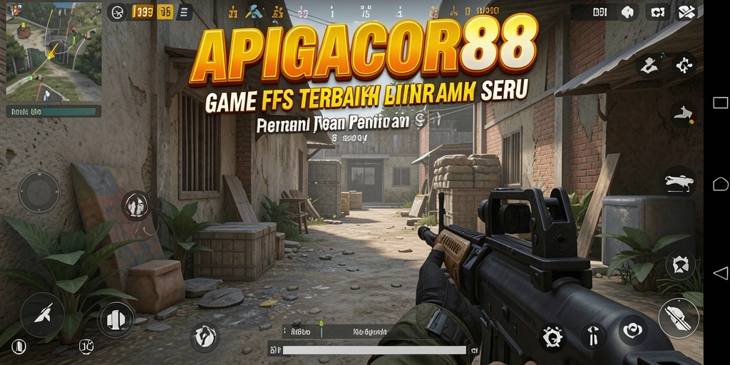 Screenshot utama APIGACOR88 menampilkan aksi tembak-menembak yang intens.