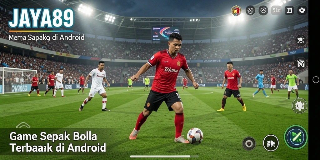 Tampilan seru gameplay JAYA89 dengan aksi sepak bola nyata.