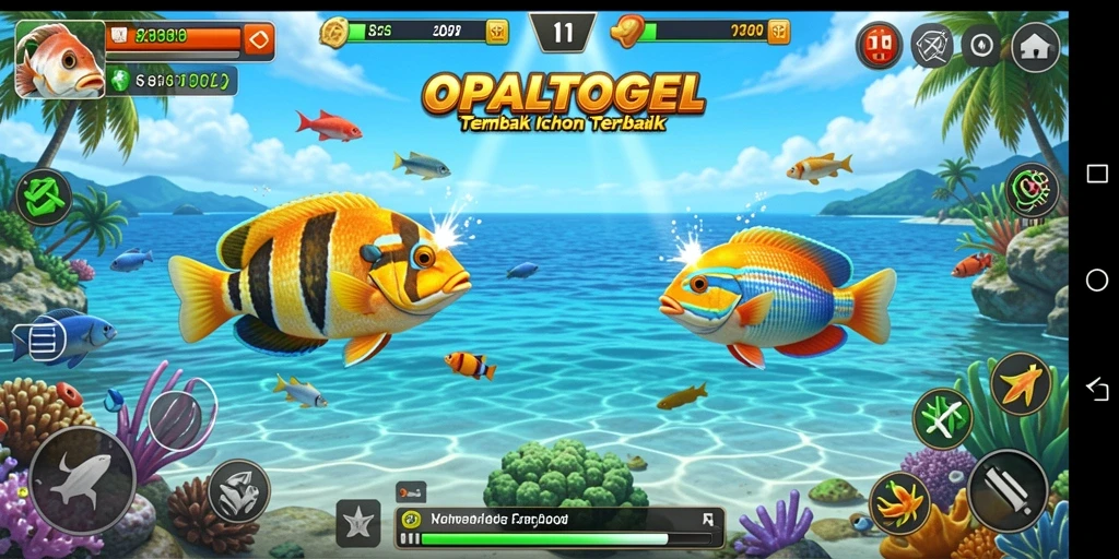 Tampilan gameplay seru dari OPALTOGEL saat menembak ikan.