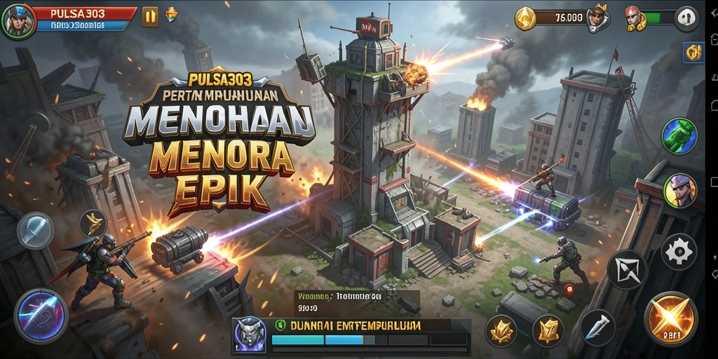 Tangkapan layar menunjukkan aksi intens dalam permainan Tower Defense.