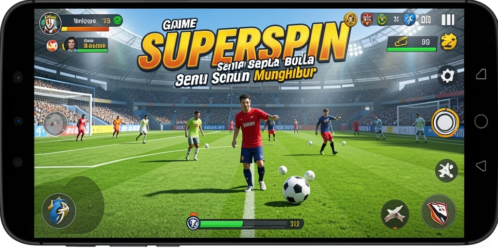 Gameplay seru di SUPERSPIN dengan aksi sepak bola yang mendebarkan.