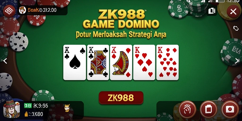 Screenshot gameplay ZK988 yang menampilkan keseruan bermain Domino.